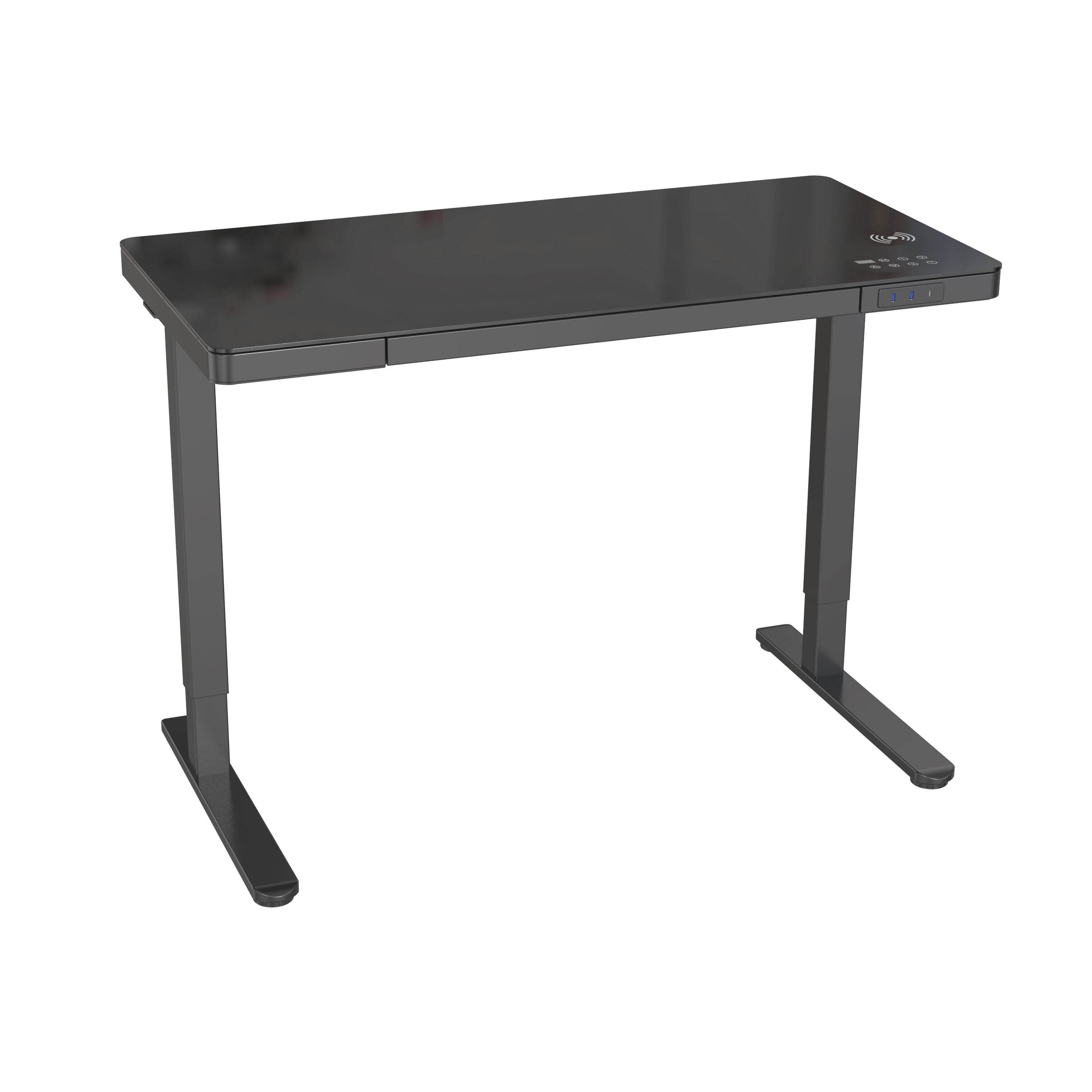 Image showcasing Smart Standing Desk with Wireless Charging & Tempered Glass Top V ...